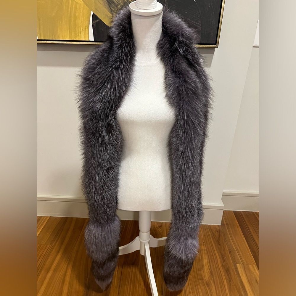 Adrienne Landau fox fur scarf/stole